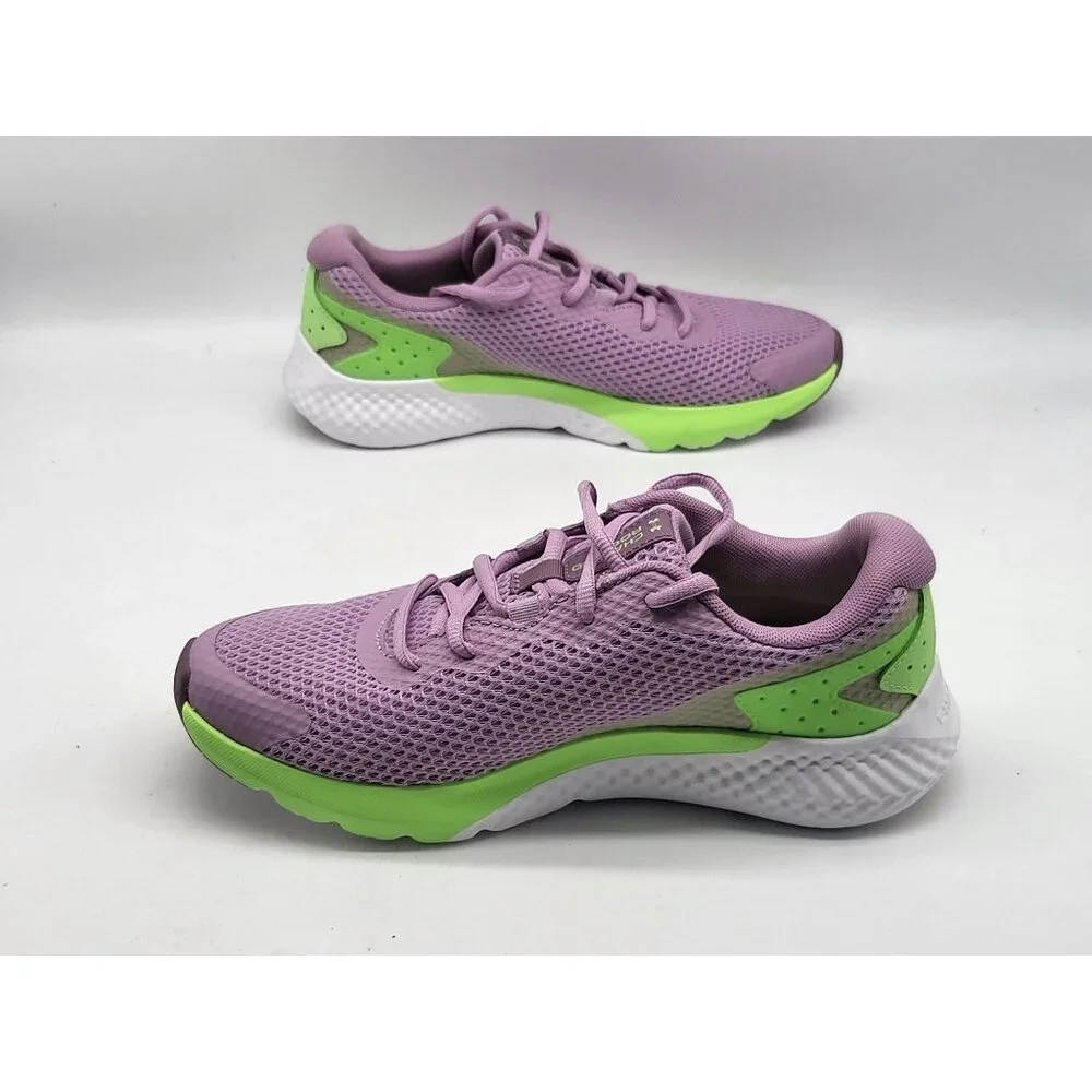 Under Armour Charged Pursuit 2 Youth 5.5Y Purple Green‎ Mesh Running Shoes NWOB